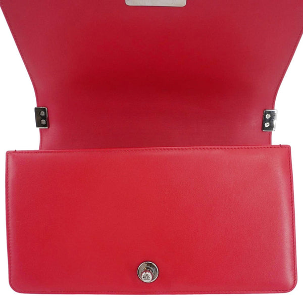 CHANEL Boy Mixed Chevron Flap Lambskin Quilted Shoulder Bag Red