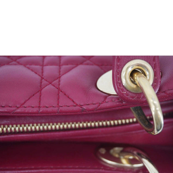 CHRISTIAN DIOR Lady Dior Medium Cannage Leather Crossbody Bag Red