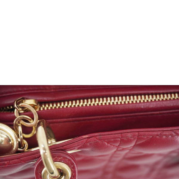 CHRISTIAN DIOR Lady Dior Medium Cannage Leather Crossbody Bag Red