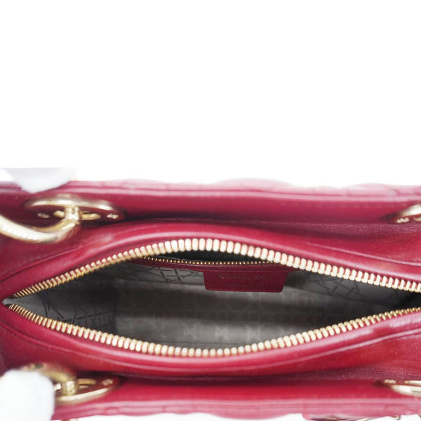 Zippered compartment of Lady Dior Medium Cannage Bag
