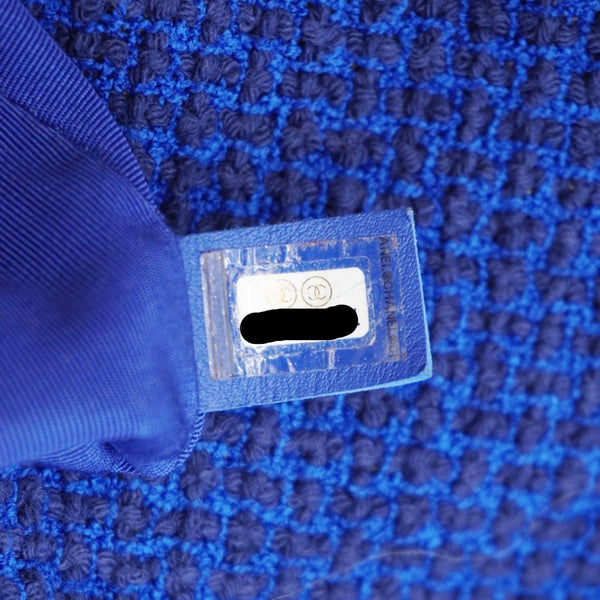 CHANEL 19 Flap Quilted Tweed Shoulder Bag Blue