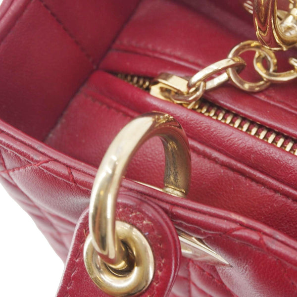 CHRISTIAN DIOR Lady Dior Medium Cannage Leather Crossbody Bag Red