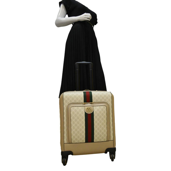 GUCCI Savoy Cabin Trolley Small GG Supreme Canvas Travel Bag Beige 693646