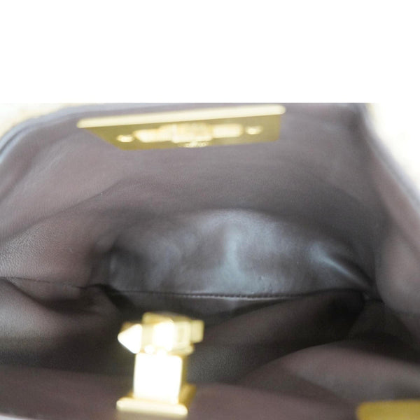 VALENTINO Roman Stud Vintage Tiger Print Top Handle Shoulder Bag Sand Gold