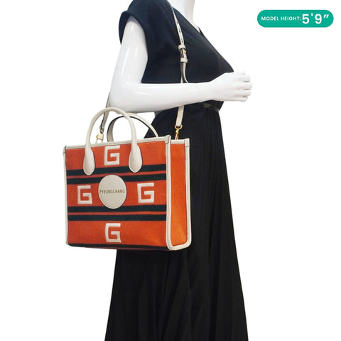 GUCCI Pyeongchang Wool Tote Shoulder Bag Orange 675888