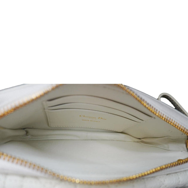 CHRISTIAN DIOR Caro Supple Cannage Calfskin Leather Chain Shoulder Bag Ivory