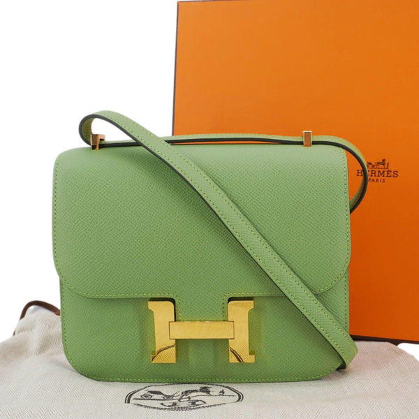 HERMES Constance 18 Epsom Leather Crossbody Bag Green