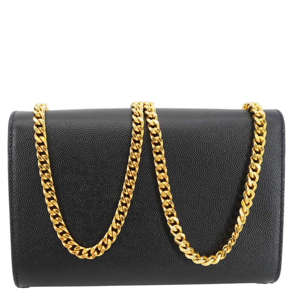 YVES SAINT LAURENT Kate Grain De Poudre Leather Chain Crossbody Bag Black