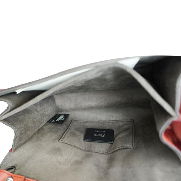 FENDI Studded Kan I Vitello Liberty Lucido Catalan Leather Shoulder Bag Multicolor