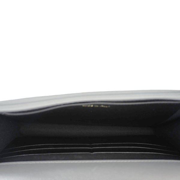 CHANEL Rainbow Woven WOC Calfskin Leather Top Handle Bag Metallic Silver