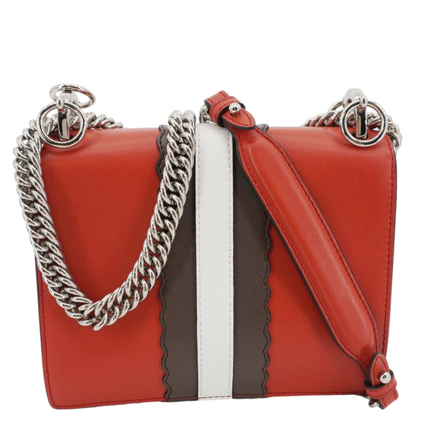 FENDI Studded Kan I Vitello Liberty Lucido Catalan Leather Shoulder Bag Multicolor