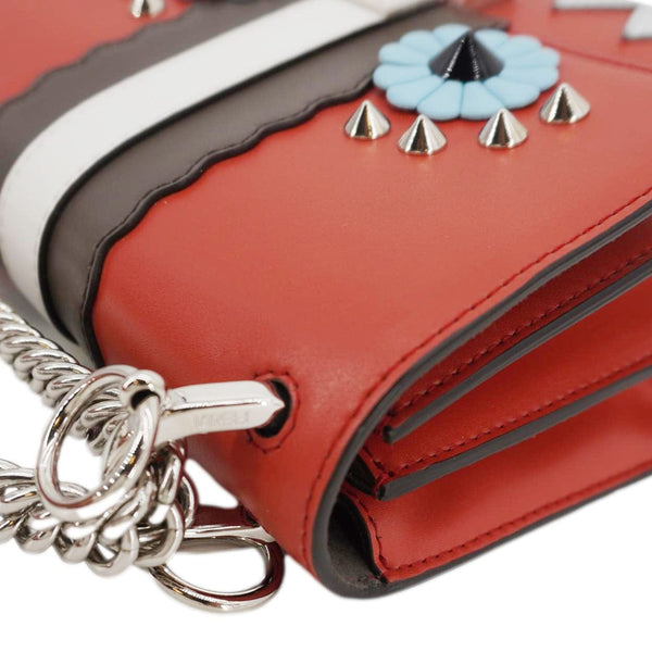 FENDI Studded Kan I Vitello Liberty Lucido Catalan Leather Shoulder Bag Multicolor