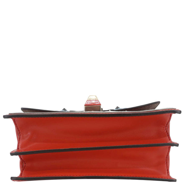 FENDI Studded Kan I Vitello Liberty Lucido Catalan Leather Shoulder Bag Multicolor