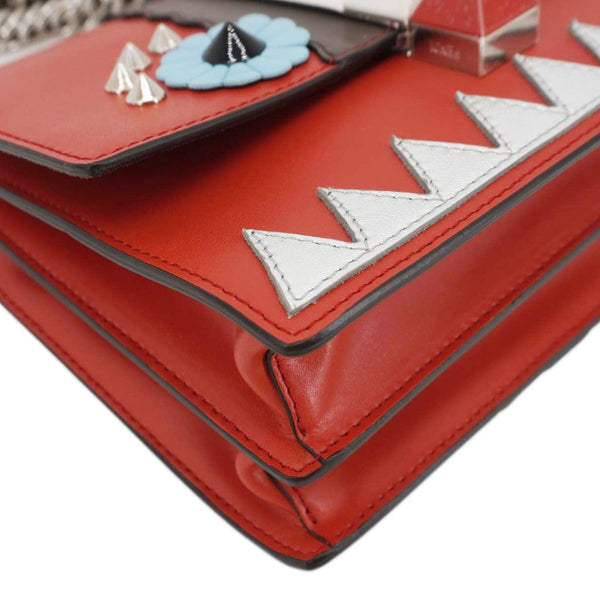 FENDI Studded Kan I Vitello Liberty Lucido Catalan Leather Shoulder Bag Multicolor