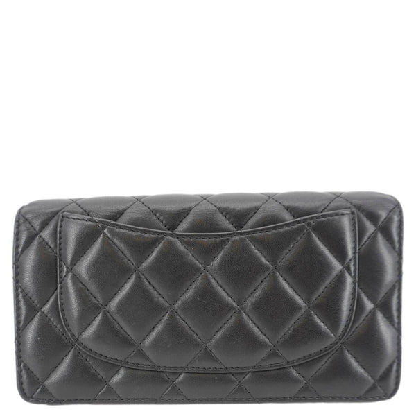 CHANEL Flap Quilted Leather Wallet Black