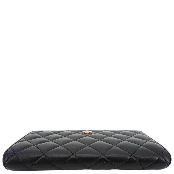 CHANEL Flap Quilted Leather Wallet Black