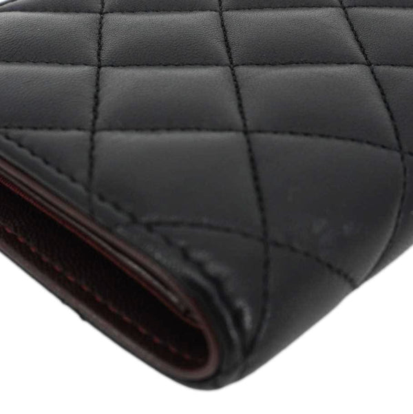 CHANEL Flap Quilted Leather Wallet Black