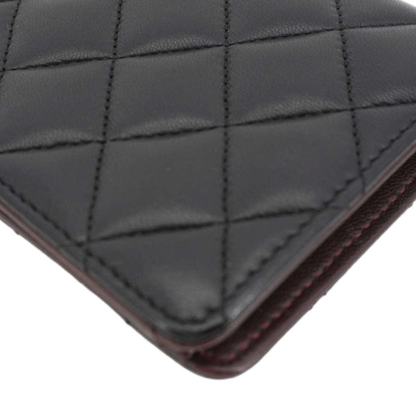 CHANEL Flap Quilted Leather Wallet Black