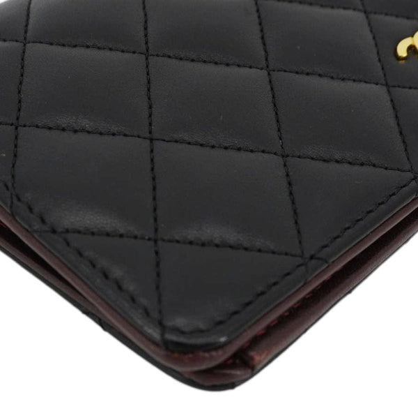 CHANEL Flap Quilted Leather Wallet Black