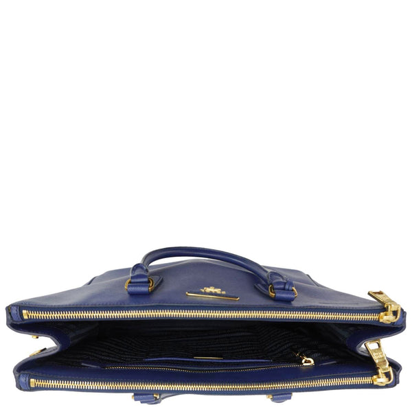 PRADA Galleria Double-Zip Large Saffiano Lux Leather Tote Bag Blue