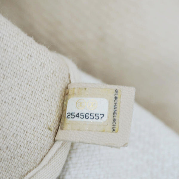 CHANEL Deauville Large Logo printed Canvas Tote Bag Cream