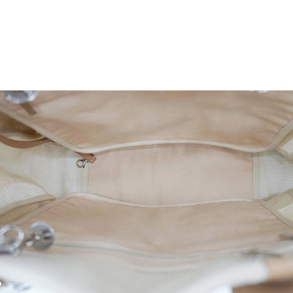 CHANEL Deauville Large Logo printed Canvas Tote Bag Cream