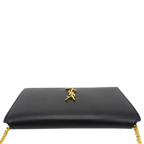 YVES SAINT LAURENT Cassandre Phone Holder Leather Shoulder Bag Black