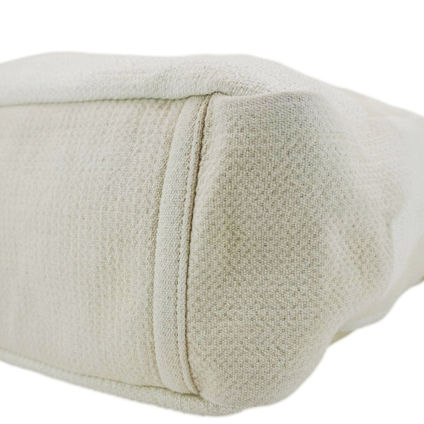 CHANEL Deauville Large Logo printed Canvas Tote Bag Cream