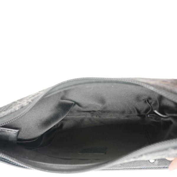 GUCCI Horsebit Slim Small GG Monogram Denim Hobo Shoulder Bag Black 774719