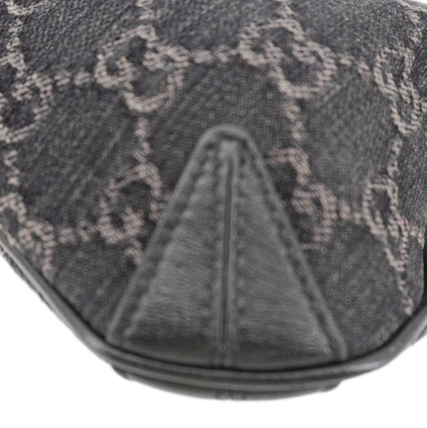 GUCCI Horsebit Slim Small GG Monogram Denim Hobo Shoulder Bag Black 774719