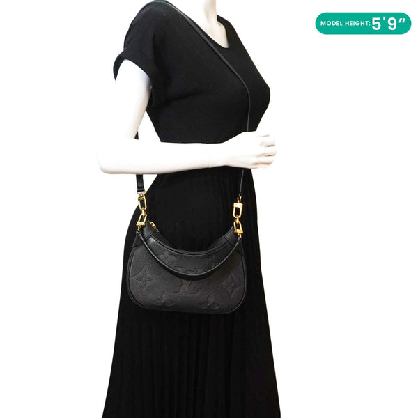 LOUIS VUITTON Bagatelle Monogram Empreinte Shoulder Bag Black