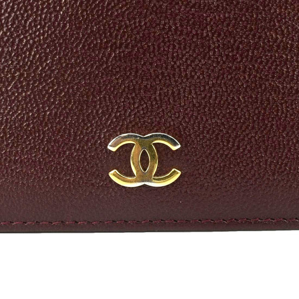 CHANEL Vintage L-Yen Leather Wallet Burgundy
