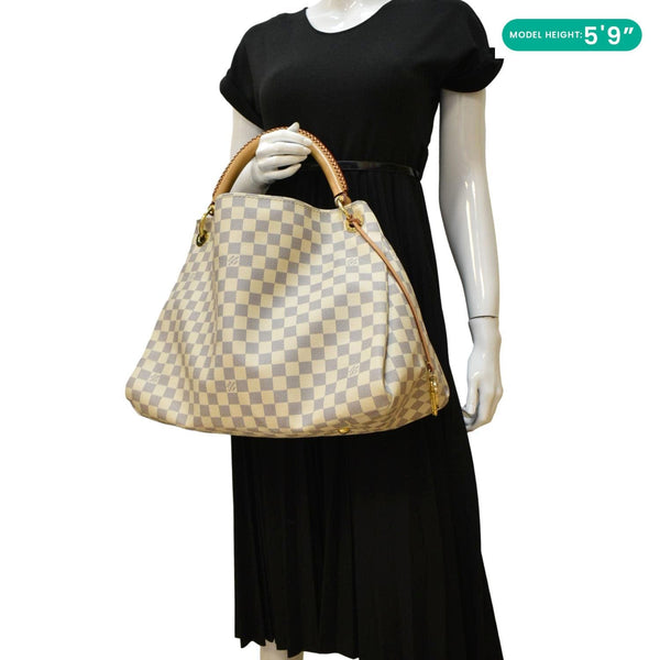 LOUIS VUITTON Artsy MM Damier Azur Hobo Bag White
