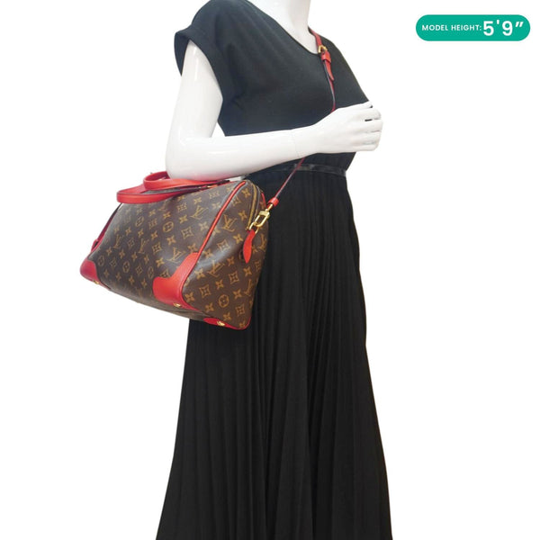 LOUIS VUITTON Retiro NM Monogram Canvas 2Way Bag Red – Model Holding Bag