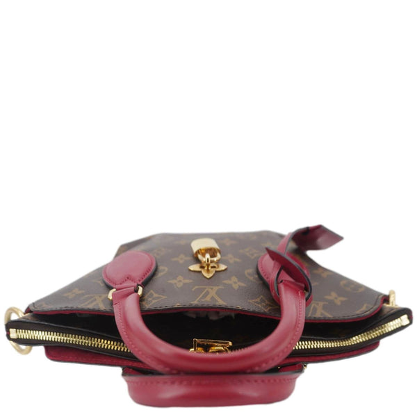 LOUIS VUITTON Flower Zipped PM Monogram Canvas Tote Bag Lie De Vin