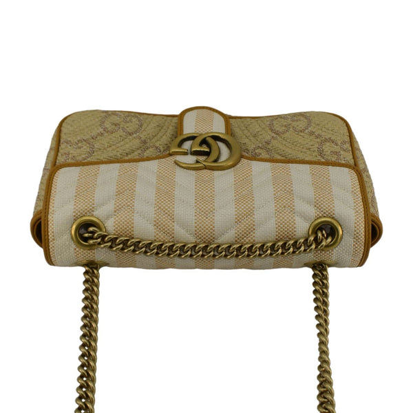 GUCCI GG Marmont Small Raffia Shoulder Bag Natural Beige 443497