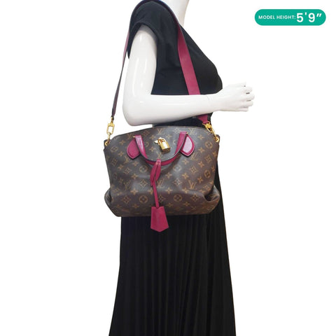 LOUIS VUITTON Flower Zipped PM Monogram Canvas Tote Bag Lie De Vin