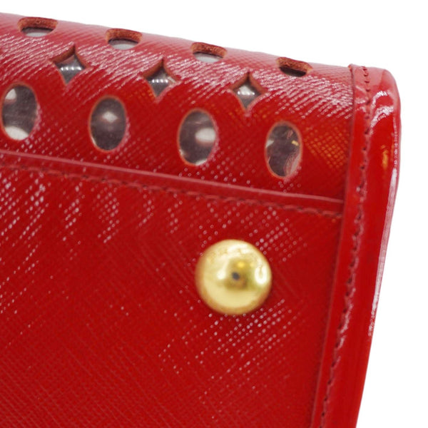 PRADA Saffiano Perforated Leather Tote Bag Red