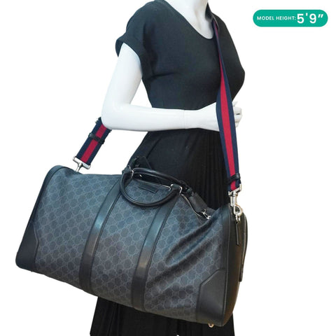 GUCCI Carry-On Large Soft GG Supreme Canvas Duffle Bag Black 478323