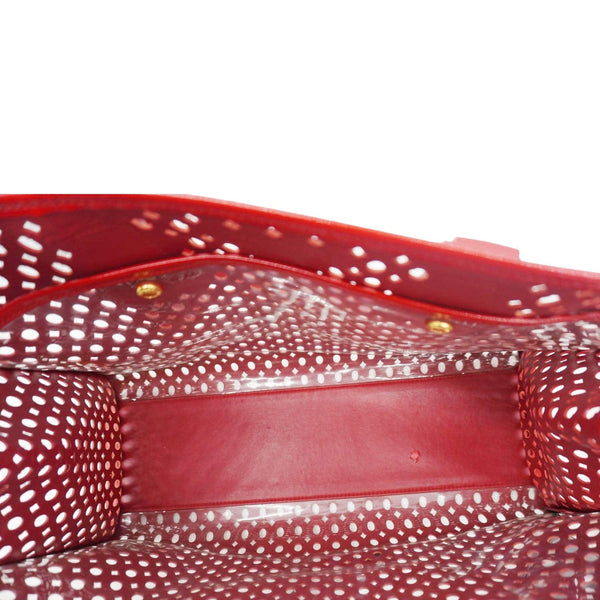 PRADA Saffiano Perforated Leather Tote Bag Red