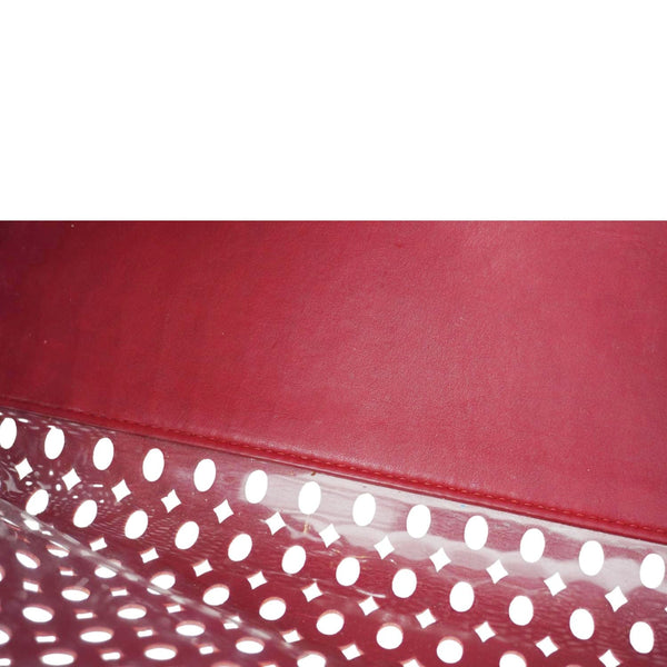 PRADA Saffiano Perforated Leather Tote Bag Red