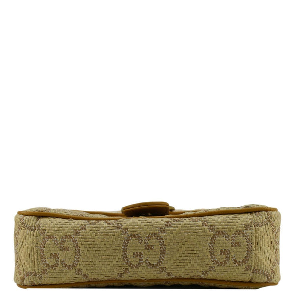 GUCCI GG Marmont Small Raffia Shoulder Bag Natural Beige 443497