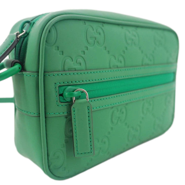 GUCCI GG Rubber-effect Leather Crossbody Bag Green 771321