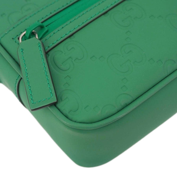 GUCCI GG Rubber-effect Leather Crossbody Bag Green 771321