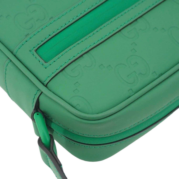 GUCCI GG Rubber-effect Leather Crossbody Bag Green 771321