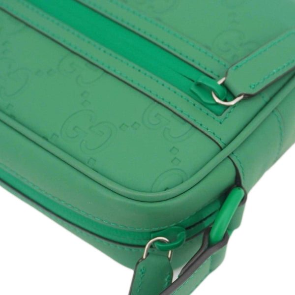 GUCCI GG Rubber-effect Leather Crossbody Bag Green 771321