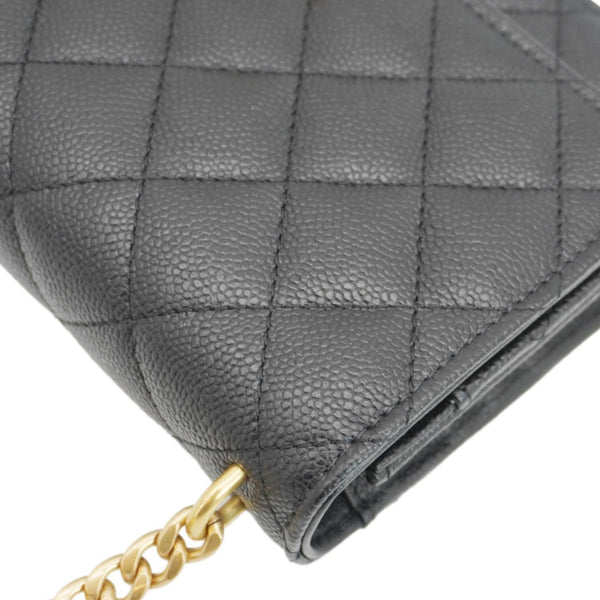 CHANEL Wallet On Chain Quilted Caviar Leather Crossbody Bag Black