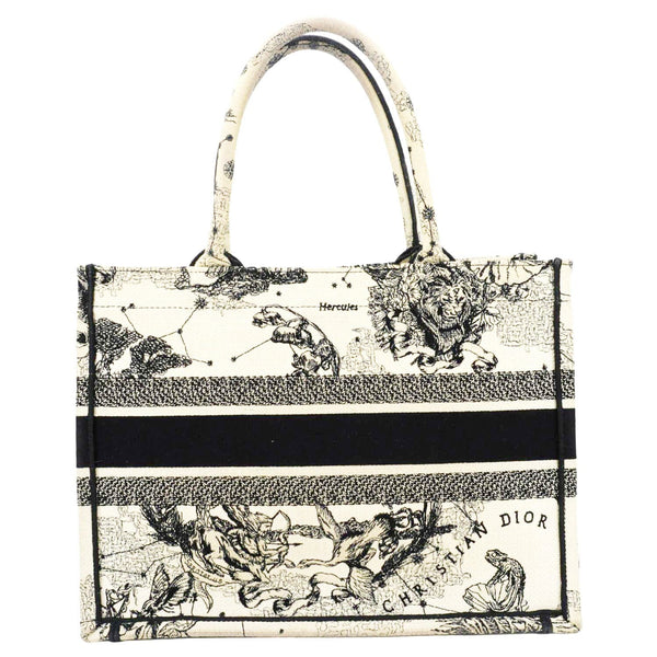 CHRISTIAN DIOR Book Zodiac Embroidery Canvas Tote Bag Latte
