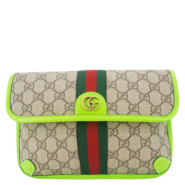 GUCCI Ophidia GG Supreme Canvas Web Belt Bag Neon Green 752597