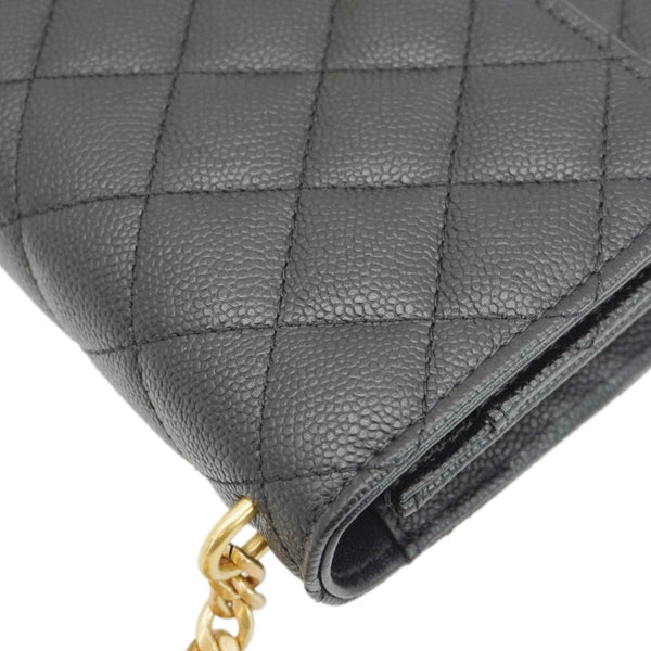 CHANEL Wallet On Chain Quilted Caviar Leather Crossbody Bag Black